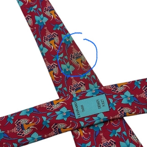 LEONARD Red/Blue Floral Art Silk LUXURY Tie ITALY - Picture 8 of 8